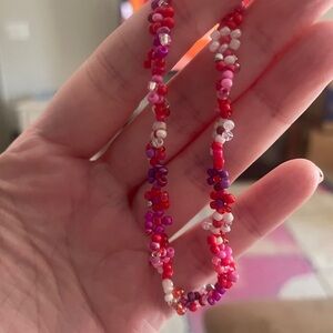 Elegant Red and Purple Beaded Necklace